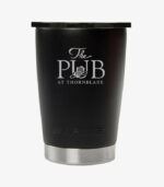 Black lowball tumbler holds 10 ounces and can be logoed