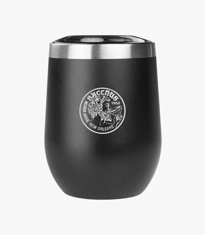Vino black stemless wine glasses come in pairs and can be laser engraved with a logo