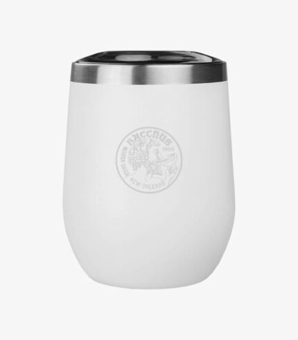 Vino white stemless wine glasses come in pairs and can be laser engraved with a logo