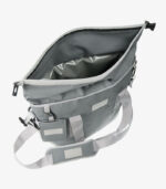 Gray roll top cooler bag can be logoed