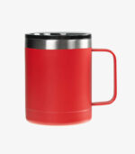 Aroma red coffee mug holds 12 ounces and can be custom logoed.