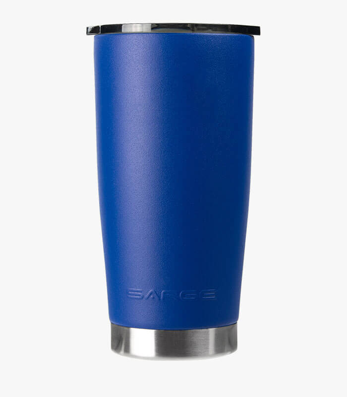 Blue 20 ounce tumbler can be logoed