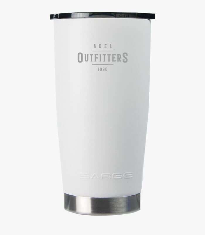 White 20 ounce tumbler can be logoed