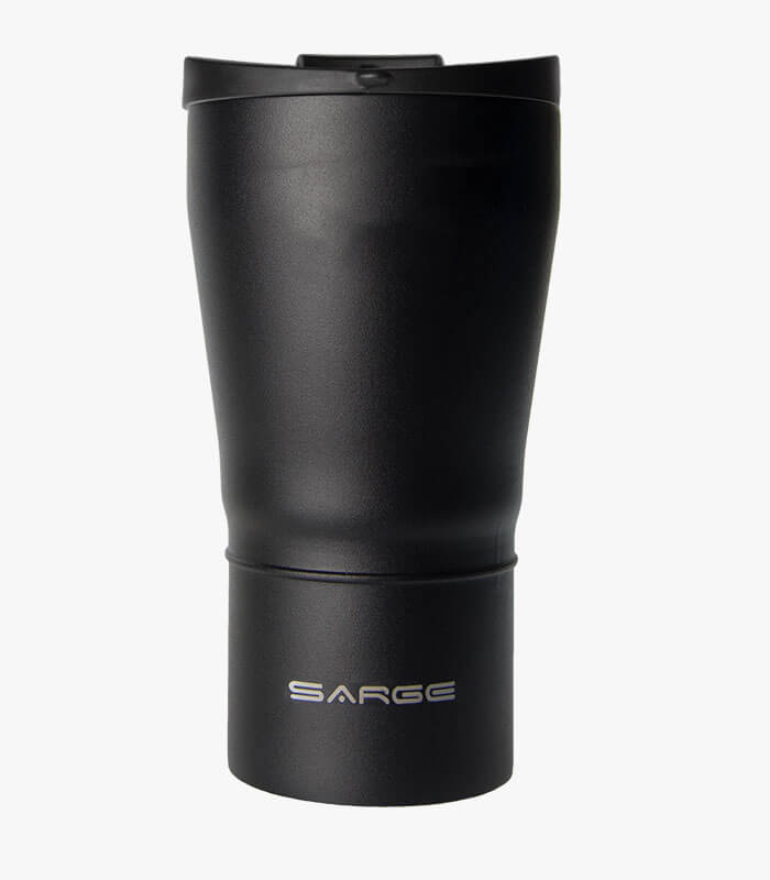 Black Super Cup tumbler holds 24 ounces and can be laser engraved with your logo