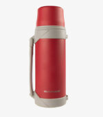 Sarge's red thermos will keep beverages hot or cold and can be logoed.