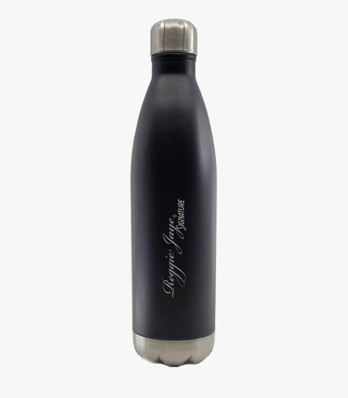 Black Growler bottle holds 25 ounces and can be custom engraved.