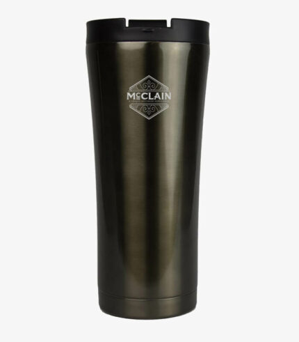 Black 16 ounce coffee tumbler can be custom logoed