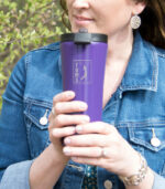 Purple 16 ounce coffee tumbler can be custom logoed