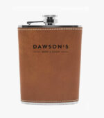 Sipper leather flask holds 8 ounces and can be laser engraved with your logo