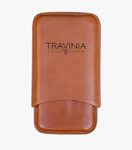 Leather case holds three cigars and can be laser engraved with a logo