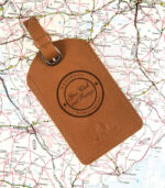 Italian leather luggage tag can be engraved with a logo