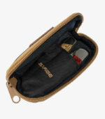 Nylon case can hold up to 2 knives. Leather patch can be engraved with a logo.