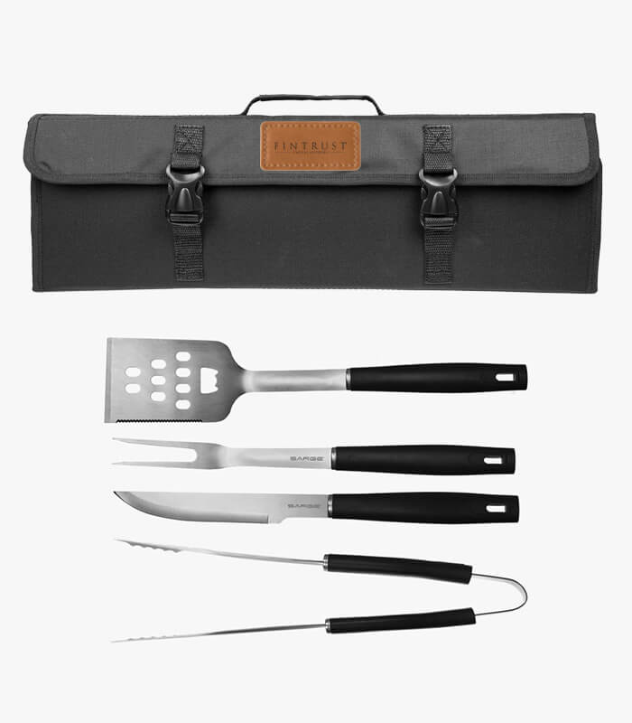 Grilling kit with all tools engraved with logo