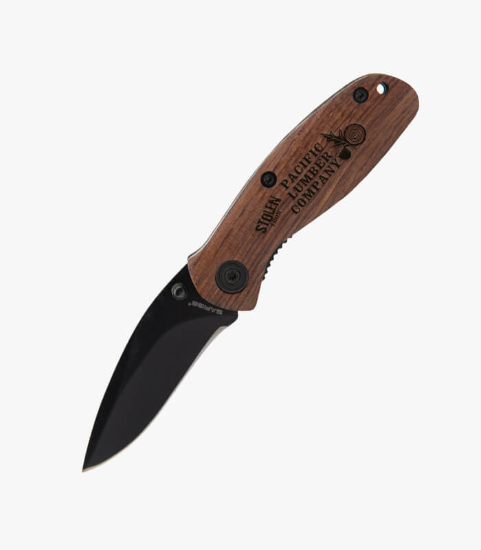River Rosewood handle knife can be logoed