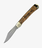 Front of Nickelback burl knife engraved with logo