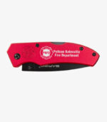 Red everyday carry knife can be laser engraved with your logo