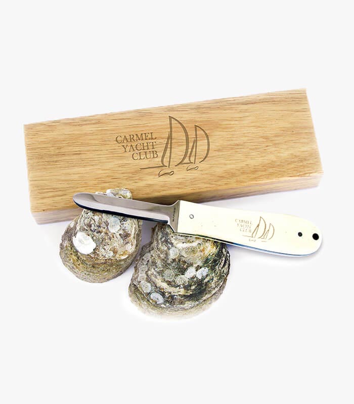 White bone oyster knife comes in a box and can be logoed