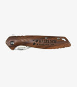 Revive wood handle blade has a quick change blade. It can be logoed