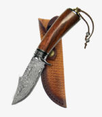 Damascus fixed blade knife and sheath