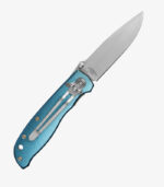 Blue everyday carry diamond pattern knife can be logoed.