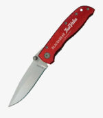 Red everyday carry diamond pattern knife can be logoed.