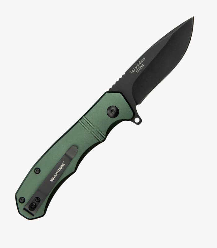 green army tactical knife with pocket clip