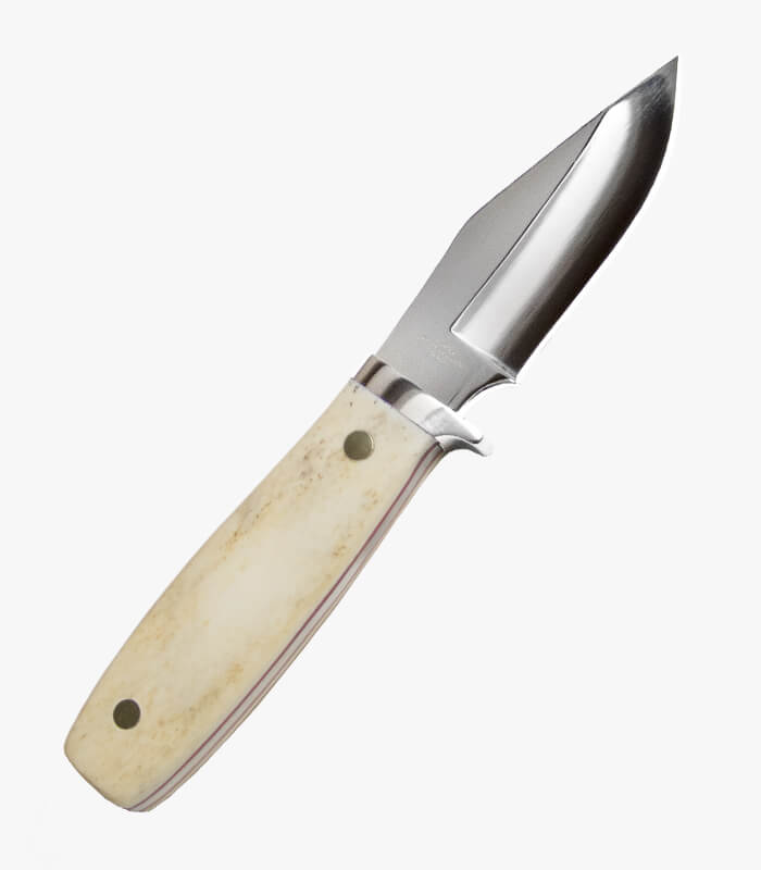 White bone handle fixed blade knife