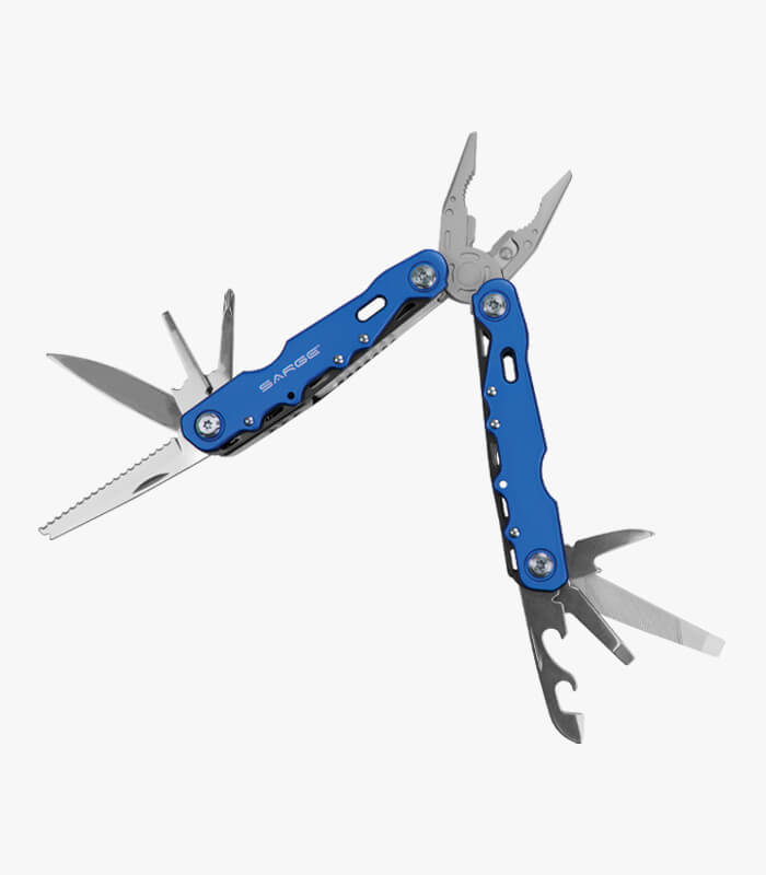 The blue Force multi-tool has 14 tools and can be custom engraved with a logo.