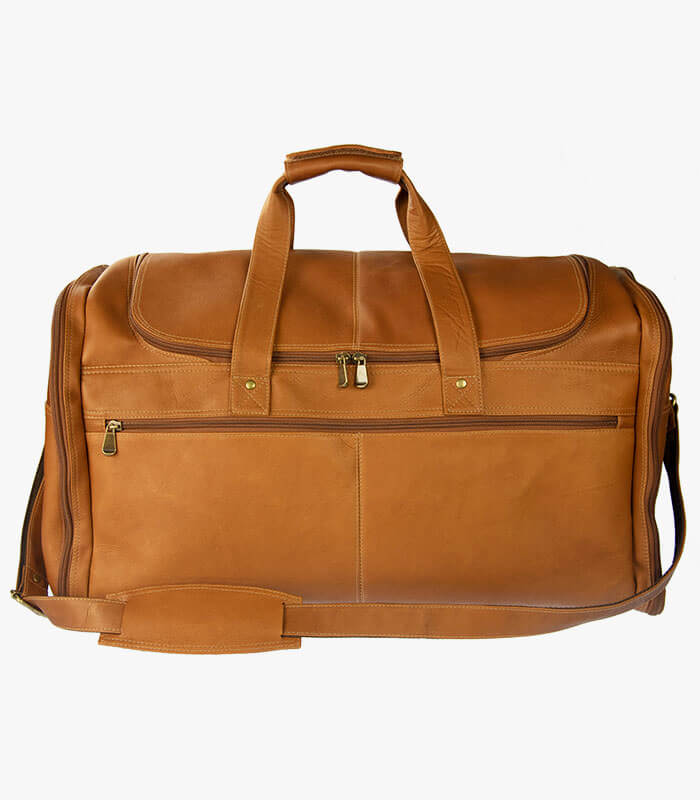 medium leather duffle bag with shoulder strap