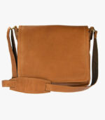 Leather messenger bag with shoulder strap
