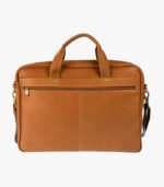 Leather briefcase with large back pocket