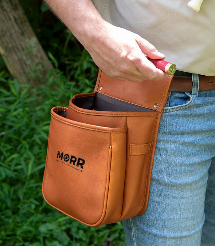 Deluxe Leather shotgun shell bag on belt loop