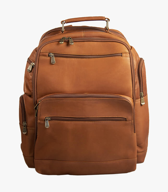 Sarge Leather Company's Alma leather backpack fits a 17" laptop