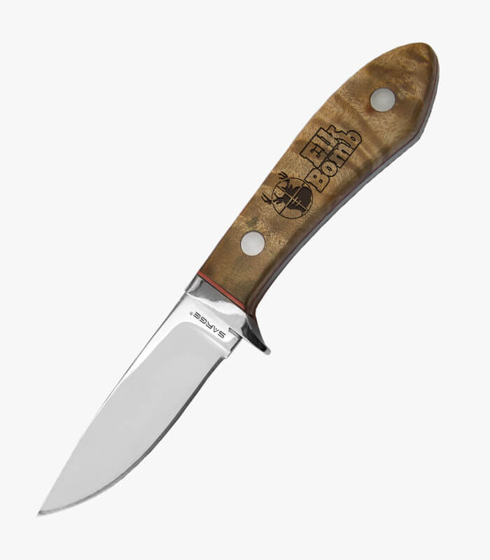 fixed blade bird knife with logo engraved on handle