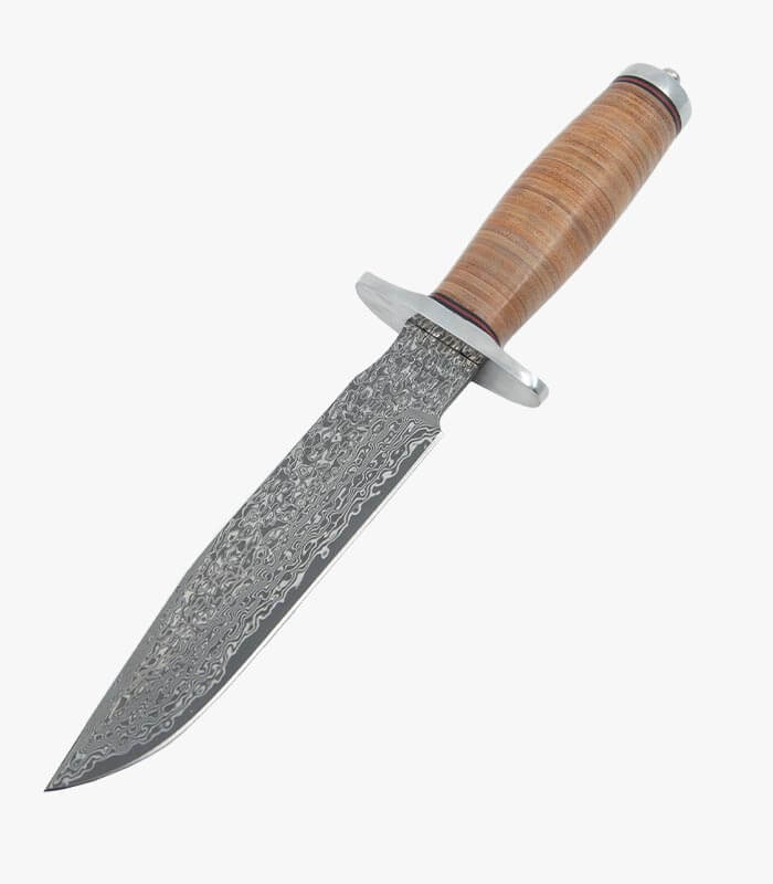 Stacked Leather Damasucs Knife front
