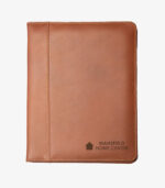 Leather portfolio can be engraved with logo